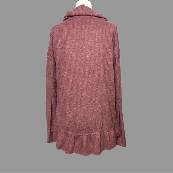 💛 XS 💛 NWT Anthro Sweater Ribbed Soft Cowl Neck Ruffled​ - Picture 2 of 6
